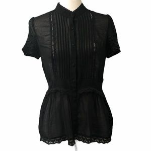 Forever 21 Sheer Sleeve Floral Appliqué